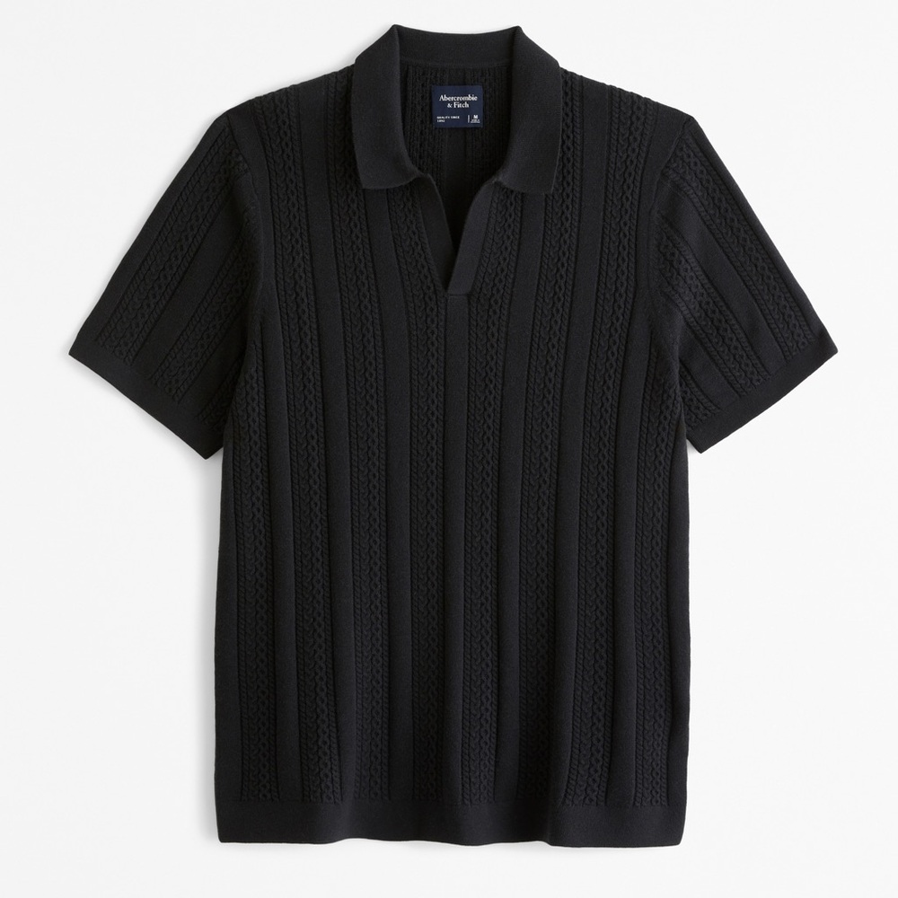 Abercrombie & Fitch men’s cable Stitch Johnny Collar Sweater Polo